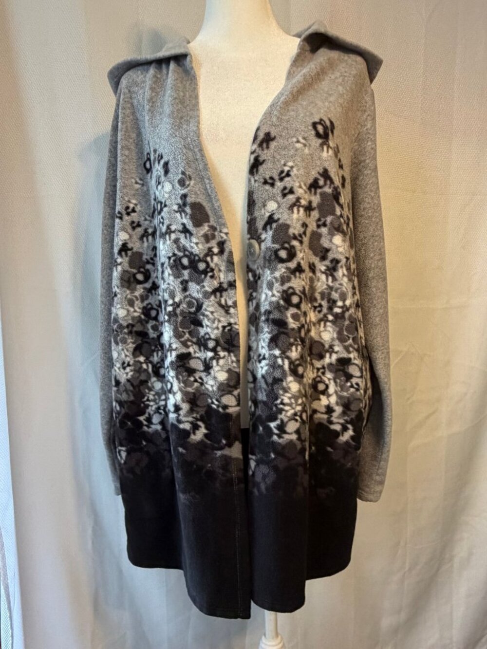 Cuddl Duds Fleece Floral Dip Dye Hoodie Jacket - Picture 9 of 16